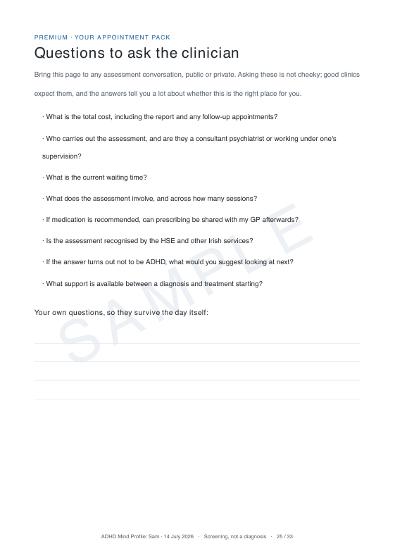 Sample appointment preparation worksheet included in the pack